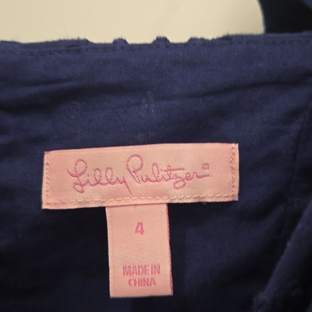 NWOT Lilly Pulitzer Shelli Eyelet Mini Dress - True Navy Pinwheel Eyelet - Picture 4 of 4